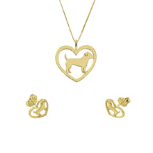 Load image into Gallery viewer, Jack Russell Necklace and Stud Earrings SET - Silver/14K Gold-Plated |Heart
