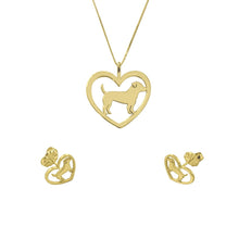 Load image into Gallery viewer, Jack Russell Necklace and Stud Earrings SET - Silver/14K Gold-Plated |Heart