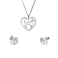 Load image into Gallery viewer, Jack Russell Necklace and Stud Earrings SET - Silver/14K Gold-Plated |Heart