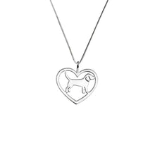 Load image into Gallery viewer, Beagle Necklace - Silver Heart Pendant - WeeShopyDog