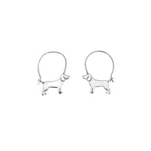 Load image into Gallery viewer, Beagle Hoop Earrings - Silver/14K Gold-Plated |Line - WeeShopyDog