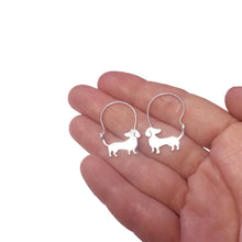 Load image into Gallery viewer, Dachshund Hoop Earrings - Silver - WeeShopyDog