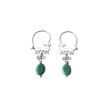 Load image into Gallery viewer, Dachshund Hoop Earrings - Silver and Turquoise |Beauty - WeeShopyDog
