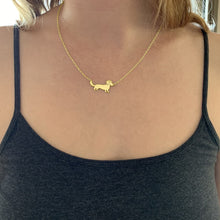 Load image into Gallery viewer, Wire Haired Dachshund  Pendant Necklace - Silver/14K Gold-Plated