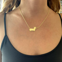 Load image into Gallery viewer, Corgi Necklace and Stud Earrings SET - Silver/14K Gold-Plated |Line - WeeShopyDog