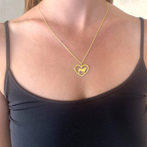 Pug Necklace - 14k Gold Plated Heart Pendant - WeeShopyDog