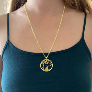 Yorkie Necklace - 14K Gold Plated Pendant Tree Of Life - WeeShopyDog