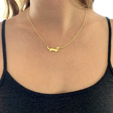 Load image into Gallery viewer, Long Haired Dachshund Pendant Necklace - Silver/14K Gold-Plated