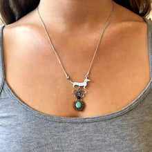 Load image into Gallery viewer, Dachshund Pendant Necklace - Silver Turquoise Corals Lapis |Line Butterfly - WeeShopyDog