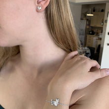 Load image into Gallery viewer, Yorkie Bracelet and Stud Earrings SET - Silver/14K Gold-Plated |Line