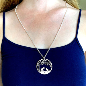 Cat Necklace - Tree Of Life Silver Pendant - WeeShopyDog