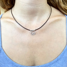 Load image into Gallery viewer, Dachshund Pendant Necklace - Silver and Leather |Line Oval - WeeShopyDog