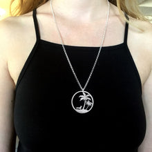 Load image into Gallery viewer, Dachshund Palm Tree Pendant Necklace - Silver/14K Gold-Plated - WeeShopyDog