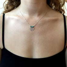 Load image into Gallery viewer, Dachshund Pendant Necklace- Silver Turquoise |Line Heart - WeeShopyDog