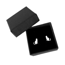 Load image into Gallery viewer, Cat Earrings - Silver Sit Cat Stud Earrings - WeeShopyDog