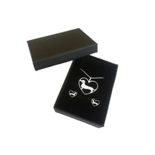 Load image into Gallery viewer, Dachshund Necklace and Stud Earrings SET - Silver/14K Gold-Plated |Line Heart - WeeShopyDog
