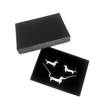 Load image into Gallery viewer, Dachshund Necklace and Hoop Earrings SET - Silver/14K Gold-Plated |Line - WeeShopyDog