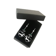 Load image into Gallery viewer, Dachshund Dangle Earrings - Silver and Amethyst/Turquoise |Line Heart - WeeShopyDog