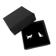 Load image into Gallery viewer, Cat Stud Earrings - Silver Sit Cat Earrings - WeeShopyDog
