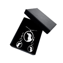 Load image into Gallery viewer, Dachshund Necklace and Dangle Earrings SET - Silver |Image - WeeShopyDog