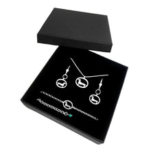 Load image into Gallery viewer, Dachshund Necklace, Bracelet and Dangle Earrings SET - Silver |Line Oval - WeeShopyDog