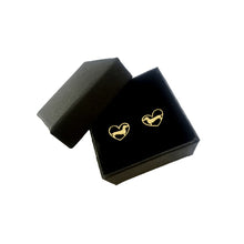 Load image into Gallery viewer, Dachshund Stud Earrings - Silver/14K Gold-Plated |Line Heart - WeeShopyDog