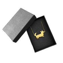 Load image into Gallery viewer, Cardigan Corgi Pendant Necklace- 14K Gold Plated - WeeShopyDog