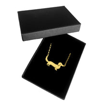 Load image into Gallery viewer, Long Haired Dachshund Pendant Necklace - Silver/14K Gold-Plated