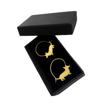 Load image into Gallery viewer, Corgi Hoop Earrings - Silver/14K Gold-Plated |Line - WeeShopyDog