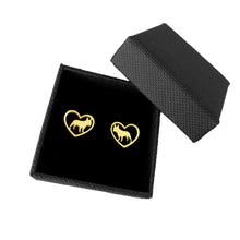Load image into Gallery viewer, Frenchie Stud Earrings - 14K Gold-Plated Heart - WeeShopyDog
