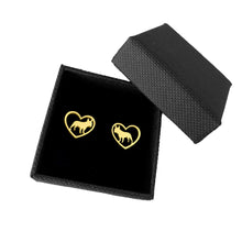 Load image into Gallery viewer, Frenchie Stud Earrings - 14K Gold-Plated Heart - WeeShopyDog