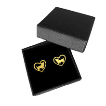 Load image into Gallery viewer, Yorkie Stud Earrings - 14k Gold Plated Heart - WeeShopyDog