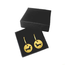 Load image into Gallery viewer, Dachshund Hoop Dangle Earrings - Silver/14K Gold-Plated |Line Circle - WeeShopyDog