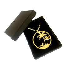 Load image into Gallery viewer, Dachshund Palm Tree Pendant Necklace - Silver/14K Gold-Plated - WeeShopyDog