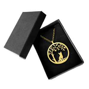 Yorkie Necklace - 14K Gold Plated Tree Of Life Pendant - WeeShopyDog
