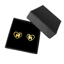 Load image into Gallery viewer, Shih Tzu Stud Earrings - 14k Gold Plated Heart - WeeShopyDog