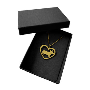 Corgi Pendant Necklace - 14k Gold Plated Heart - WeeShopyDog