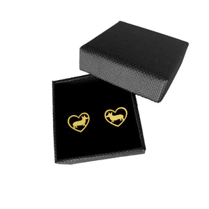 Corgi Stud Earrings - 14K Gold-Plated Heart - WeeShopyDog