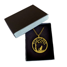 Load image into Gallery viewer, Cat Pendant - Tree Of Life 14K Gold Plated Necklace - WeeShopyDog