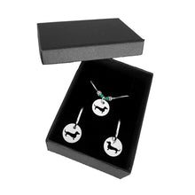 Load image into Gallery viewer, Dachshund Necklace and Hoop Earrings SET - Silver |Line Circle - WeeShopyDog