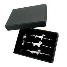 Load image into Gallery viewer, Wire Haired Dachshund Bracelet SET - Silver Smooth, Long - WeeShopyDog