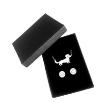 Load image into Gallery viewer, Dachshund Wire Haired Necklace and Stud Earrings SET - Silver - WeeShopyDog