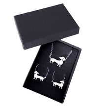 Load image into Gallery viewer, Dachshund Necklace and Hoop Earrings SET - Silver/14K Gold-Plated |Beauty