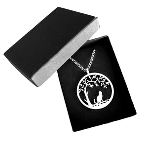 Cat Pendant - Tree Of Life Silver Necklace - WeeShopyDog
