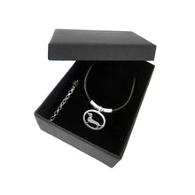 Load image into Gallery viewer, Dachshund Pendant Necklace - Silver and Leather |Line Oval - WeeShopyDog