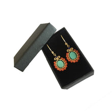 Load image into Gallery viewer, Boho Flower - 14K Gold Filled Turquoise Corals and Lapis - Dangle Drop Earrings - WeeShopyDog
