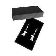 Load image into Gallery viewer, Dachshund Dangle Leverback Earrings - Silver |Sweet - WeeShopyDog