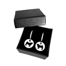 Load image into Gallery viewer, Pug Hoop Dangle Earrings - Silver - WeeShopyDog