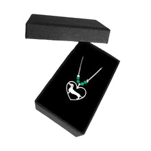 Load image into Gallery viewer, Dachshund Pendant Necklace- Silver Turquoise |Line Heart - WeeShopyDog