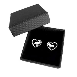 French Bulldog Stud Earrings - Silver Heart - WeeShopyDog